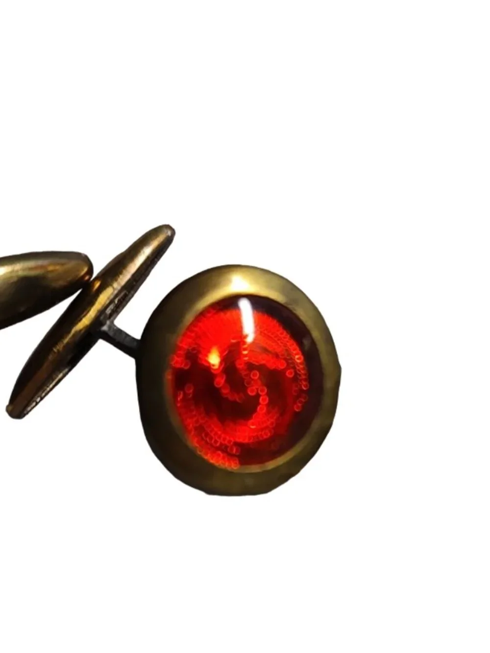 Genuine 1930s Deco Vintage Red Swirled Glass Small Round Cuff Links